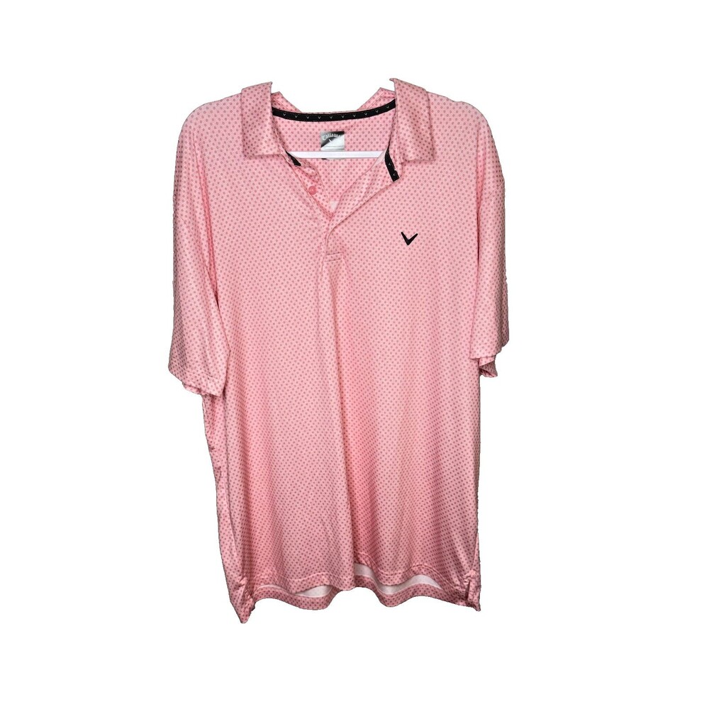 Callaway Men's XL Pink Performance Golf Polo Shirt Optional-Dri Stretch
